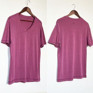 Lululemon Men's V Neck Workout Gym Train Short Sleeve Lightweight Tee Top Plum
